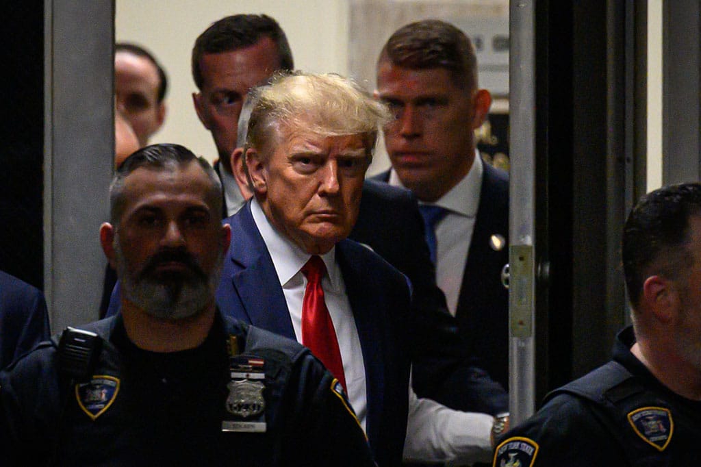 NEW YORK: Former US President Donald Trump makes his way inside the Manhattan Criminal Courthouse on April 4, 2023. – AFP