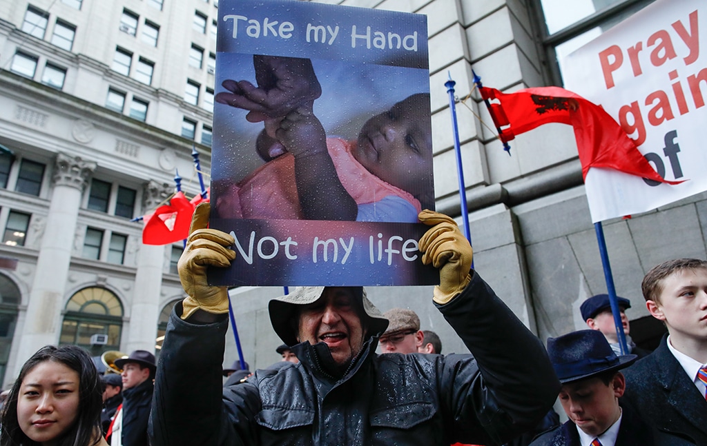 NEW YORK: Anti-abortion activist demonstrates on March 25, 2023. – AFP