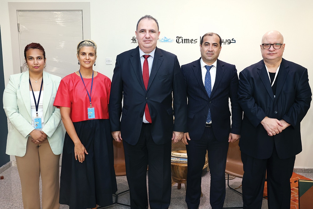 (From left)  Faten Omar, Jana Al-Naqeeb, Ambassador of the Republic of Azerbaijan Emil Karimov, Azerbaijani Consul Merdawood Sultanov and Mustafa Qamhiya. — Photos by Yasser Al-Zayyat