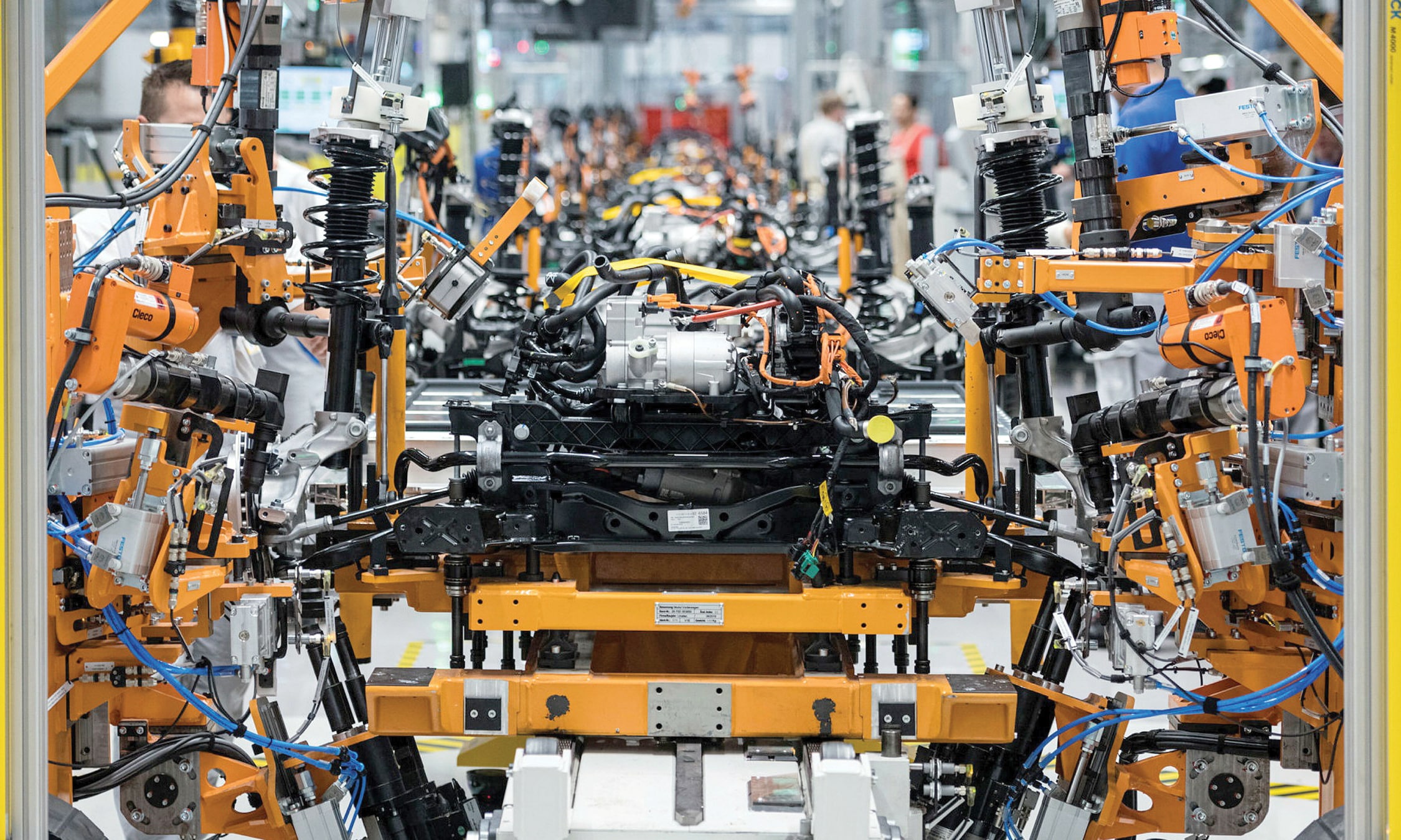 The production line at a Volkswagen factory in Zwickau. German industry had already been suffering from the effects of global trade tensions before the pandemic.