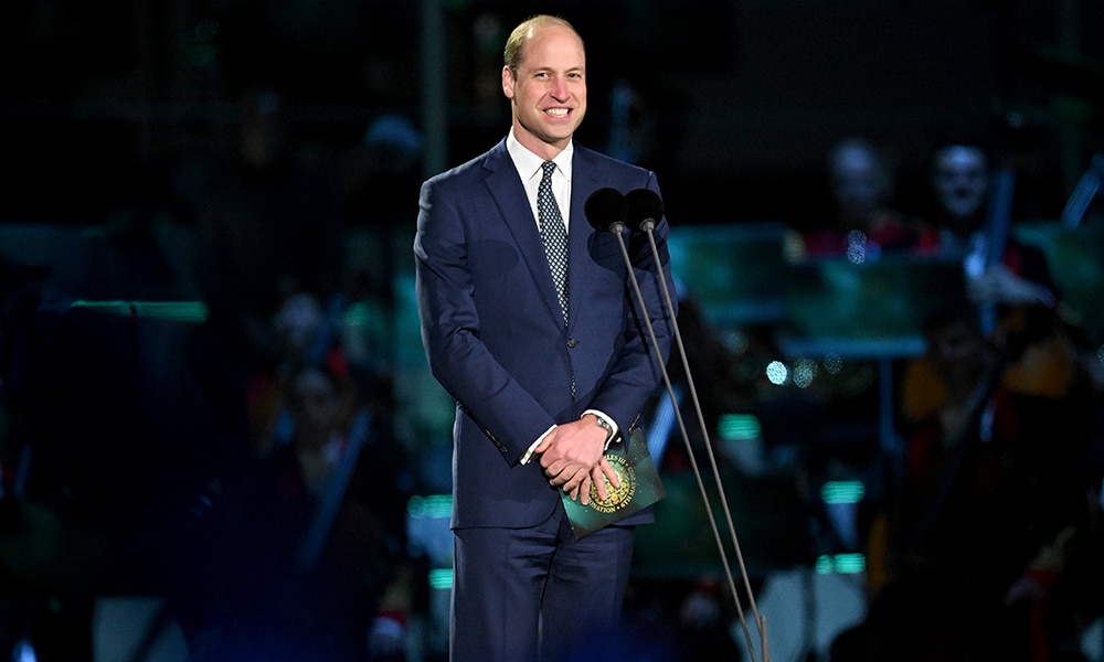 Britain's Prince William, Prince of Wales speaks on stage inside Windsor Castle grounds at the Coronation Concert, in Windsor, west of London.--AFP