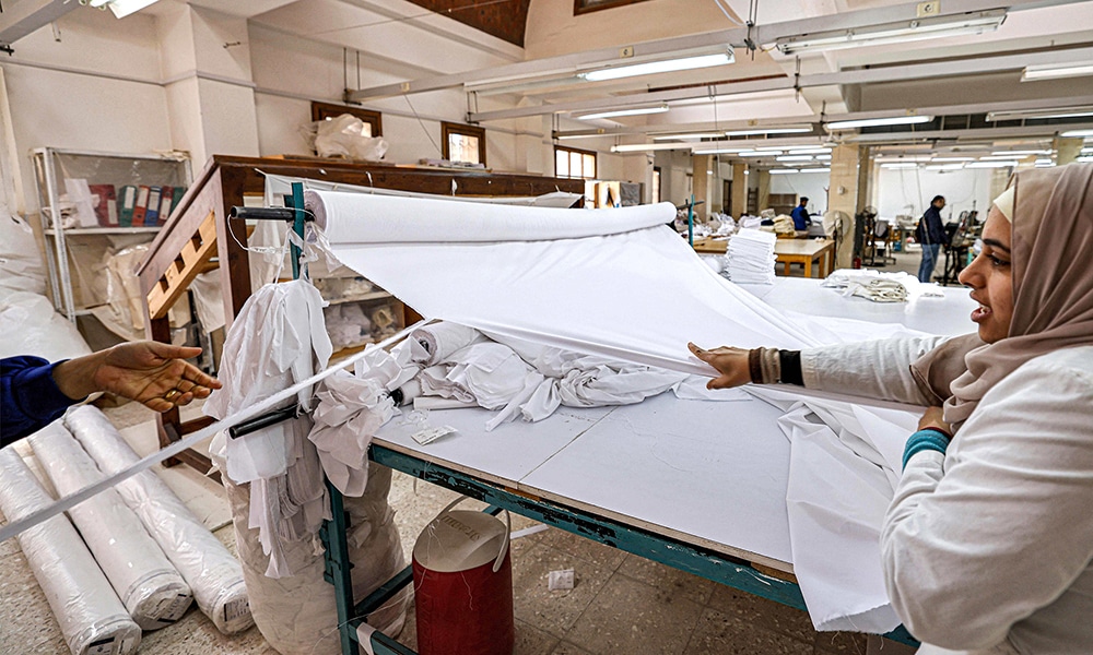 Sheets are fabricated at the Malaika Linens factory.