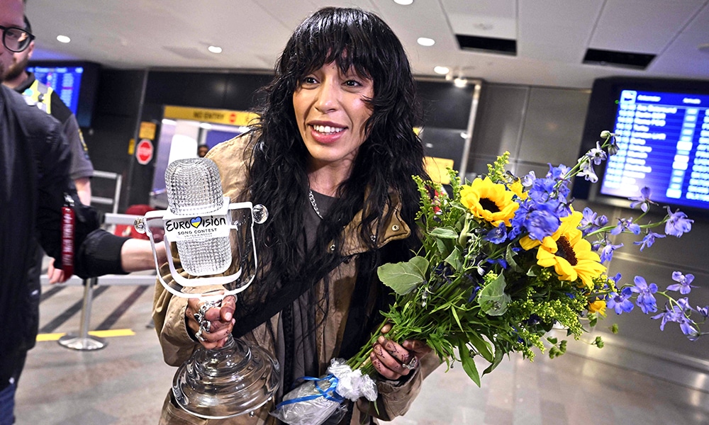 Eurovision Song Contest winner Swedish singer Loreen arrives at Arlanda Airport outside Stockholm, Sweden.--AFP