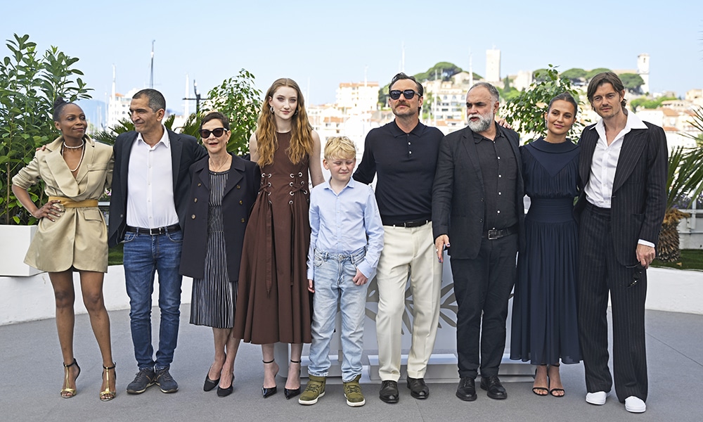 (From left) Portuguese actress Mina Andala, Egyptian actor Amr Waked, British producer Gabrielle Tana, British actress Junia Rees, unidentified actor, British actor Jude Law, Brazilian director Karim Ainouz, Swedish actress Alicia Vikander and British actor Sam Riley pose during a photocall for the film 'Firebrand' at the 76th edition of the Cannes Film Festival in Cannes, southern France.--AFP