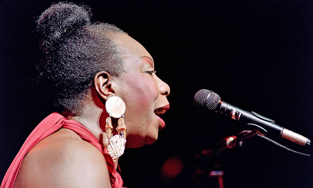 A file photo taken on October 22, 1991, shows US jazz and blues singer Nina Simone in concert at the Olympia music hall in Paris.--AFP