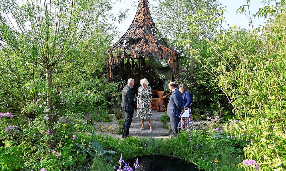 Britain's Queen Camilla views The Boodles 'Best of British' Garden during a visit to the 2023 RHS Chelsea Flower Show in London.