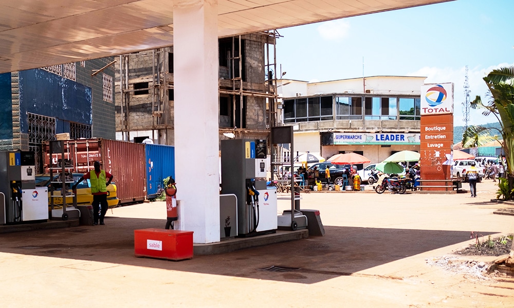 BANGUI: This general view shows the logo of the French company TotalEnergies at a gas station in Bangui.- AFP