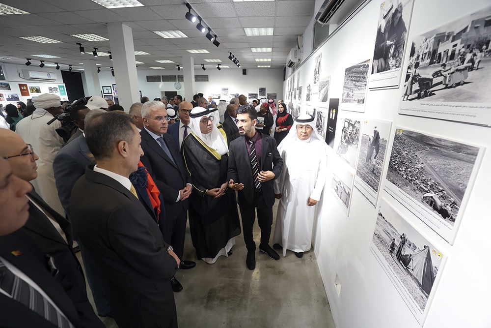 KUWAIT: Palestinian Ambassador Rami Tahboub and Ambassador Ahmad Al-Baker take a tour of the exhibition held to commemorate the 75th Anniversary of the Nakba. -- Photos by Yasser Al-Zayyat