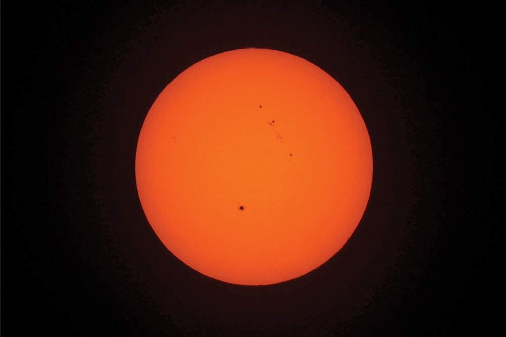 The sun and its sunspot regions AR3313, AR3311, AR3310 and AR3315 as seen from Kuwait City on May 24, 2023. — Photo by Yasser Al-Zayyat