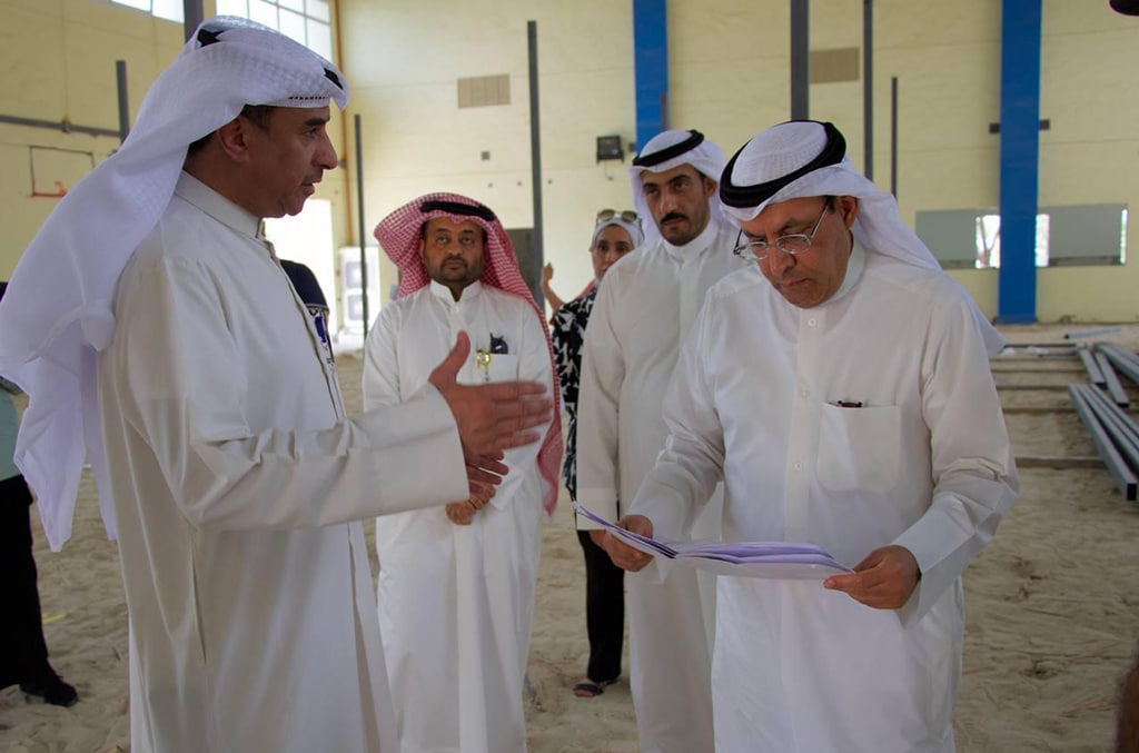 KUWAIT: The Minister of Education and Minister of Higher Education, Dr Hamad Al-Adwani and top officials visit project sites during an inspection tour. – KUNA photos