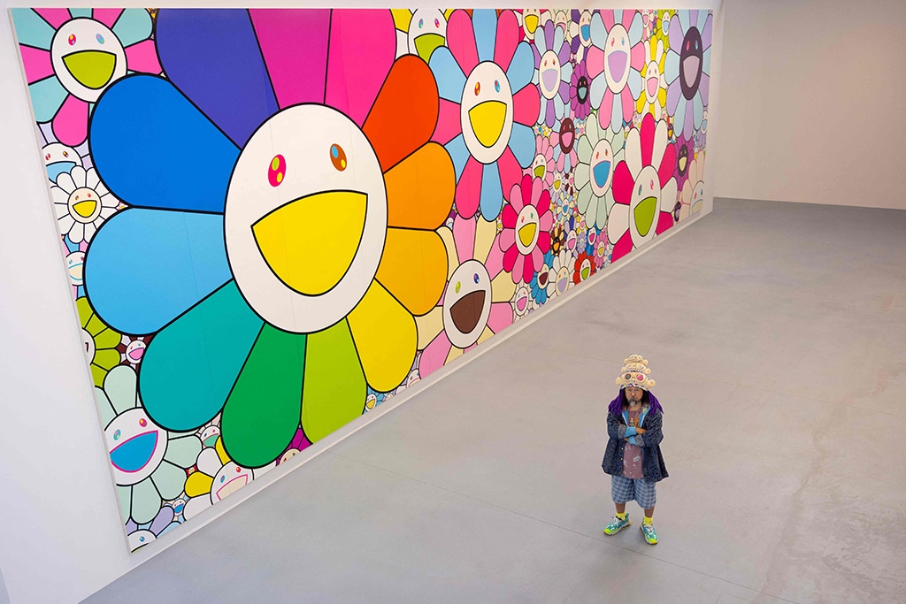 Japanese contemporary artist Takashi Murakami poses during a photo session at the Gagosian art Gallery in Le Bourget, north of Paris on June 8, 2023.  - AFP photos