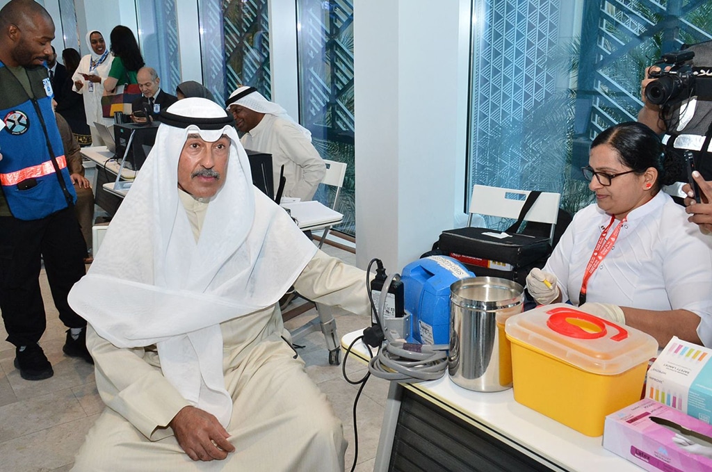 KUWAIT: Ahmadi Governor Sheikh Fawaz Khalid Al-Hamad Al-Sabah donates blood at the campaign organized by the governorate.