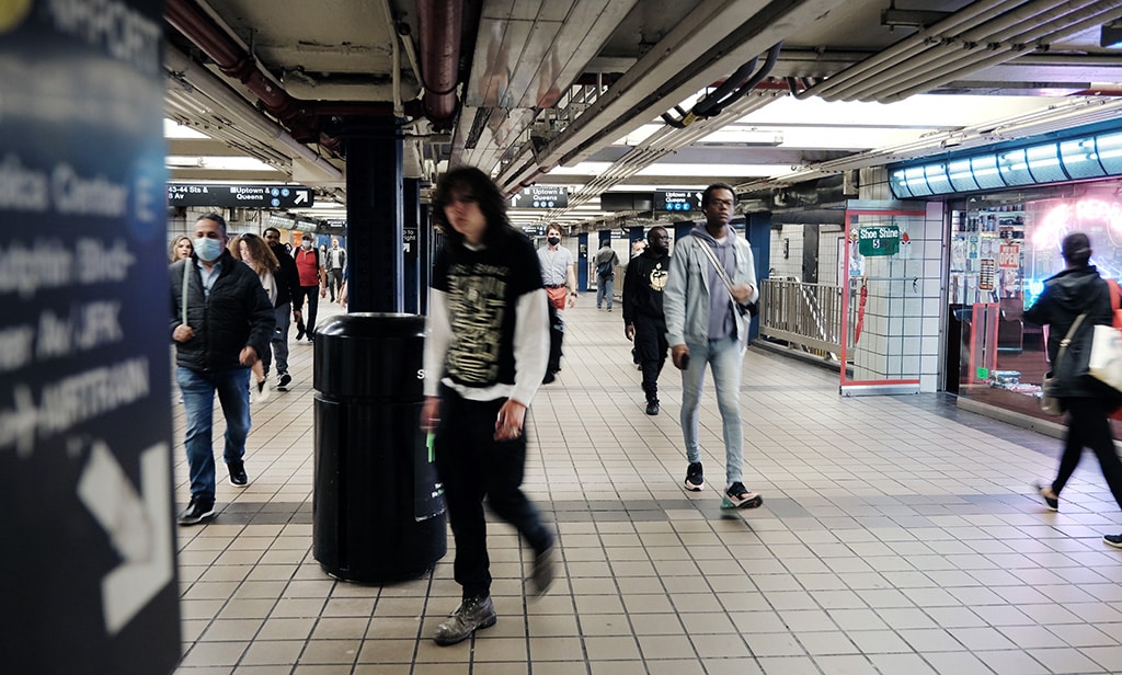 NEW YORK: People walk through a Manhattan subway station in New York City. – AFP photos