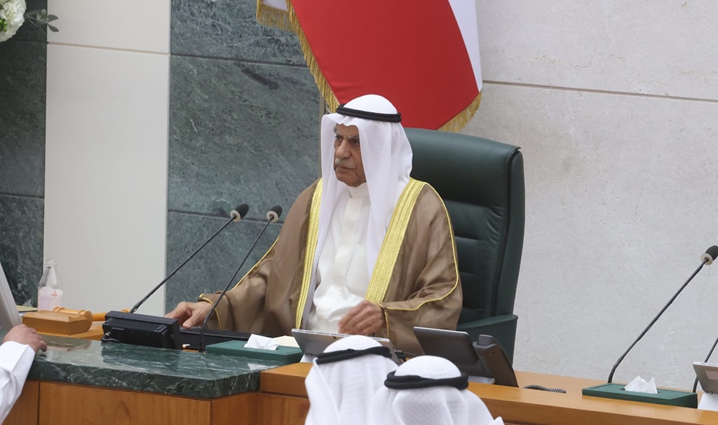 KUWAIT: Speaker of the National Assembly Ahmad Al-Saadoun gives a speech at the National Assembly on Tuesday. -- Photos by Yasser Al-Zayyat