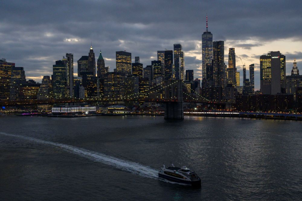 NEW YORK: The skyline of lower Manhattan across the East River in New York City on February 06, 2023. - AFP