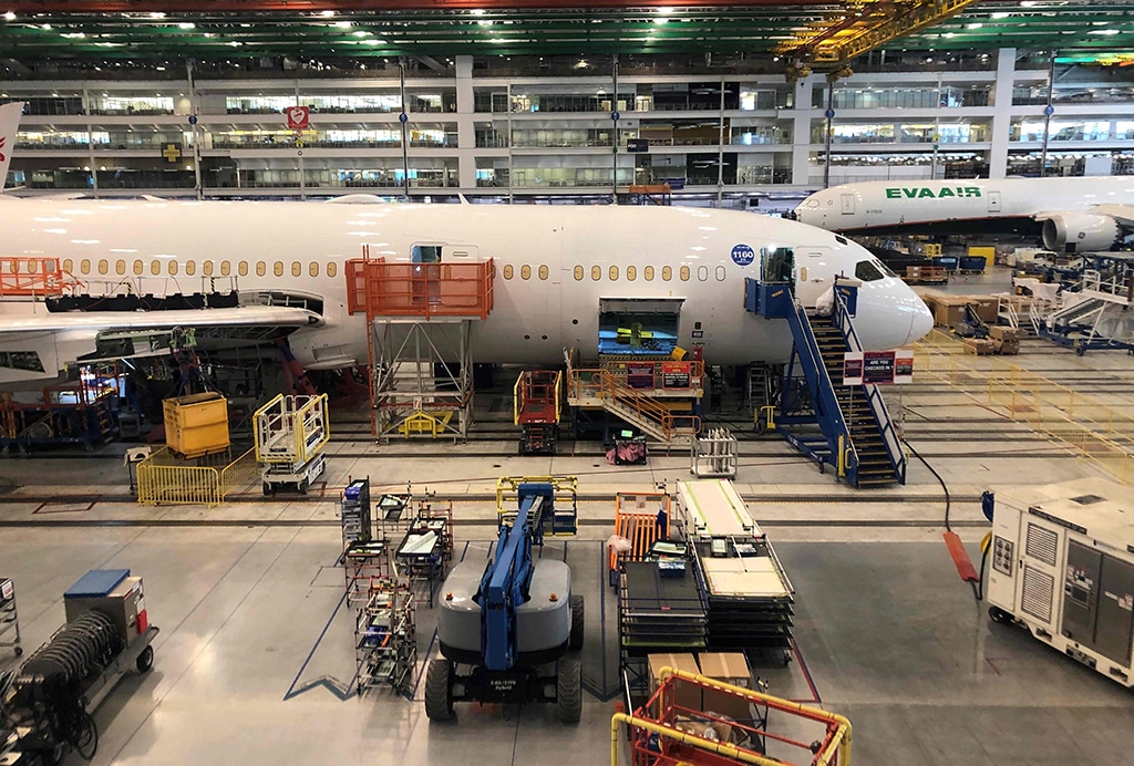 NORTH CHARLESTON: Boeing 787 Dreamliners are built at the aviation company’s North Charleston, South Carolina, assembly plant. The plant is located on the grounds of the joint-use Charleston Air Force Base and Charleston International Airport. – AFP