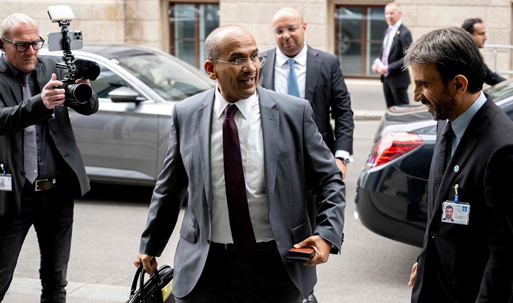 VIENNA: Kuwaiti Finance Minister Manaf Al-Hajeri arrives for the 35th OPEC and non-OPEC ministerial meeting on June 4, 2023. – AFP