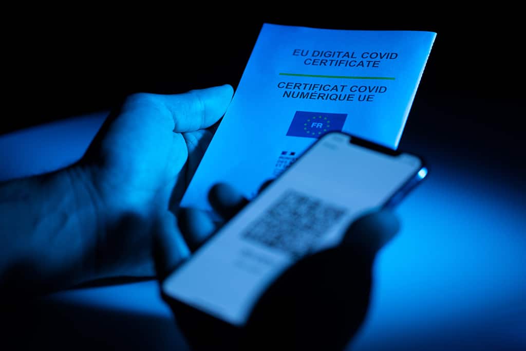 PARIS: This file photo taken on July 20, 2021 shows the EU digital COVID certificate. – AFP  
