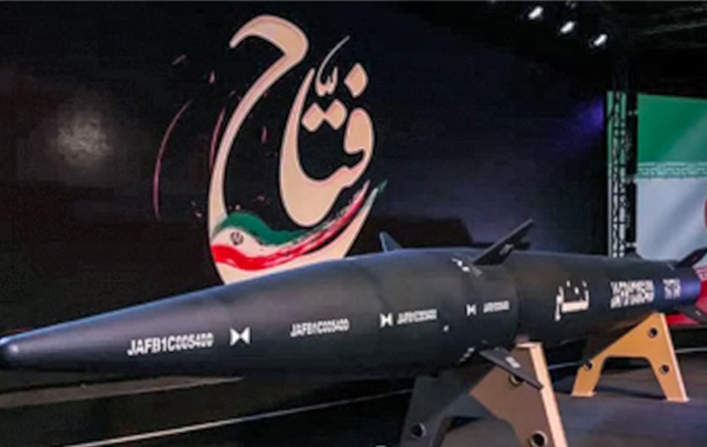 TEHRN: This handout photo provided by Iran's Revolutionary Guard Corps (IRGC) official website Sepah News on June 6, 2023 shows the unveiling ceremony of the new 'Fattah' hypersonic missile in Tehran. – AFP