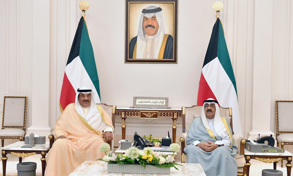 HH Crown Prince Sheikh Mishal Al-Ahmad Al-Jaber Al-Sabah receives HH Sheikh Sabah Al-Khaled Al-Sabah