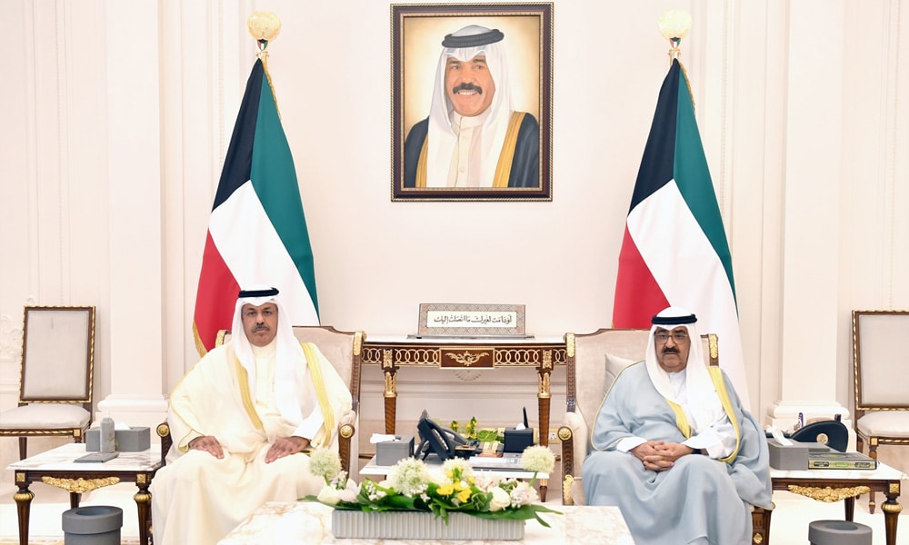 HH Crown Prince Sheikh Mishal Al-Ahmad Al-Jaber Al-Sabah receives HH Sheikh Ahmad Al-Nawaf Al-Sabah