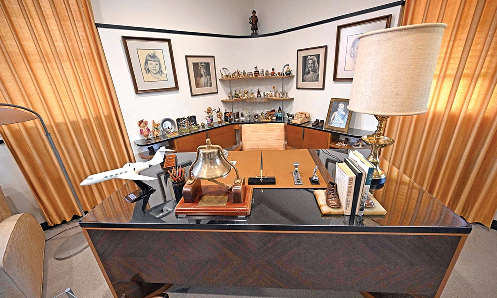 Walt Disney's desk in his private office during a media tour of the Disney Studio and Walt Disney Archives.