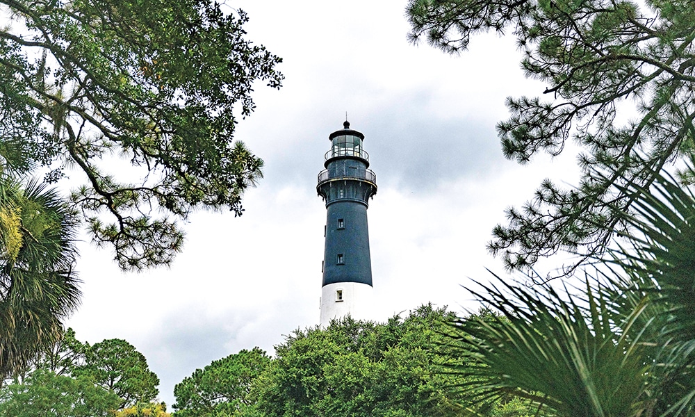 The Hunting Island lighthouse, built in 1859, at Hunting Island State Park in St Helena, South Carolina.