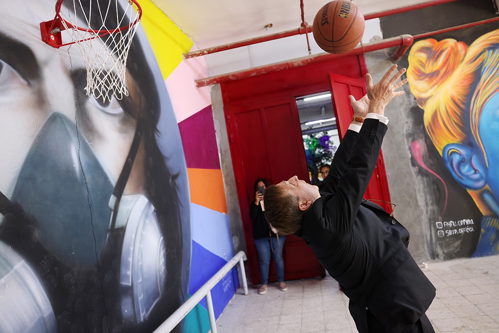 German Ambassador to Kuwait plays basketball at Kuwait Times’ warehouse.