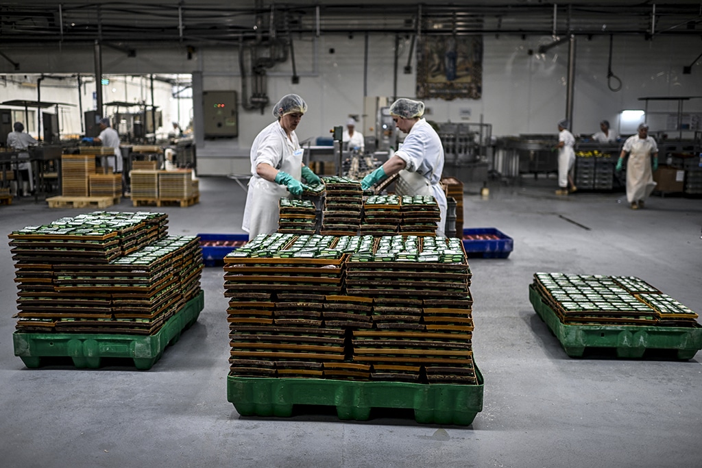Employees of Thai Union, an international seafood and canned fish company, prepare canned sardines.