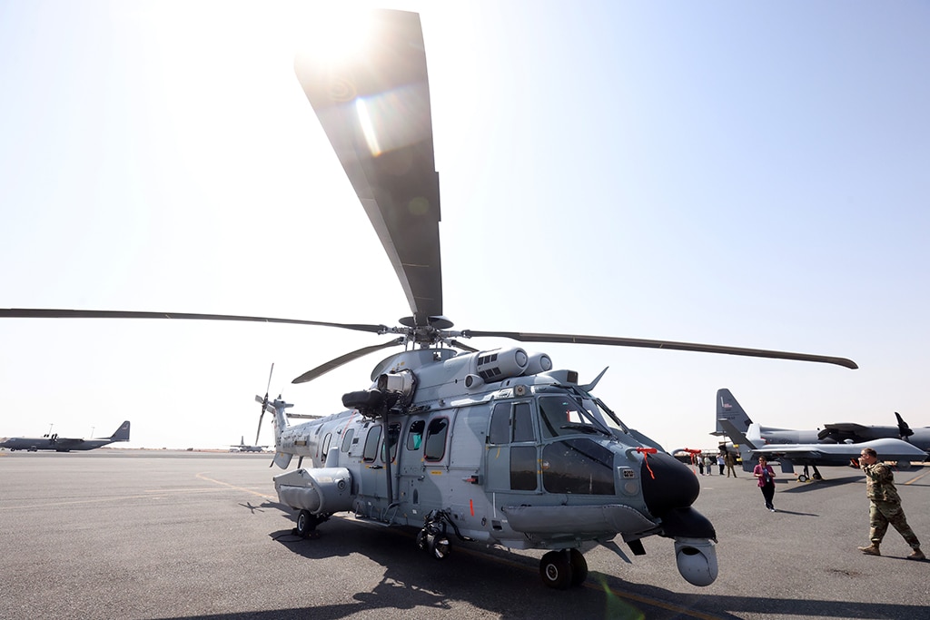 Caracal 2018 plane are pictured at Ali al-Salem air base 60 km north of Kuwait City on October 2, 2013.